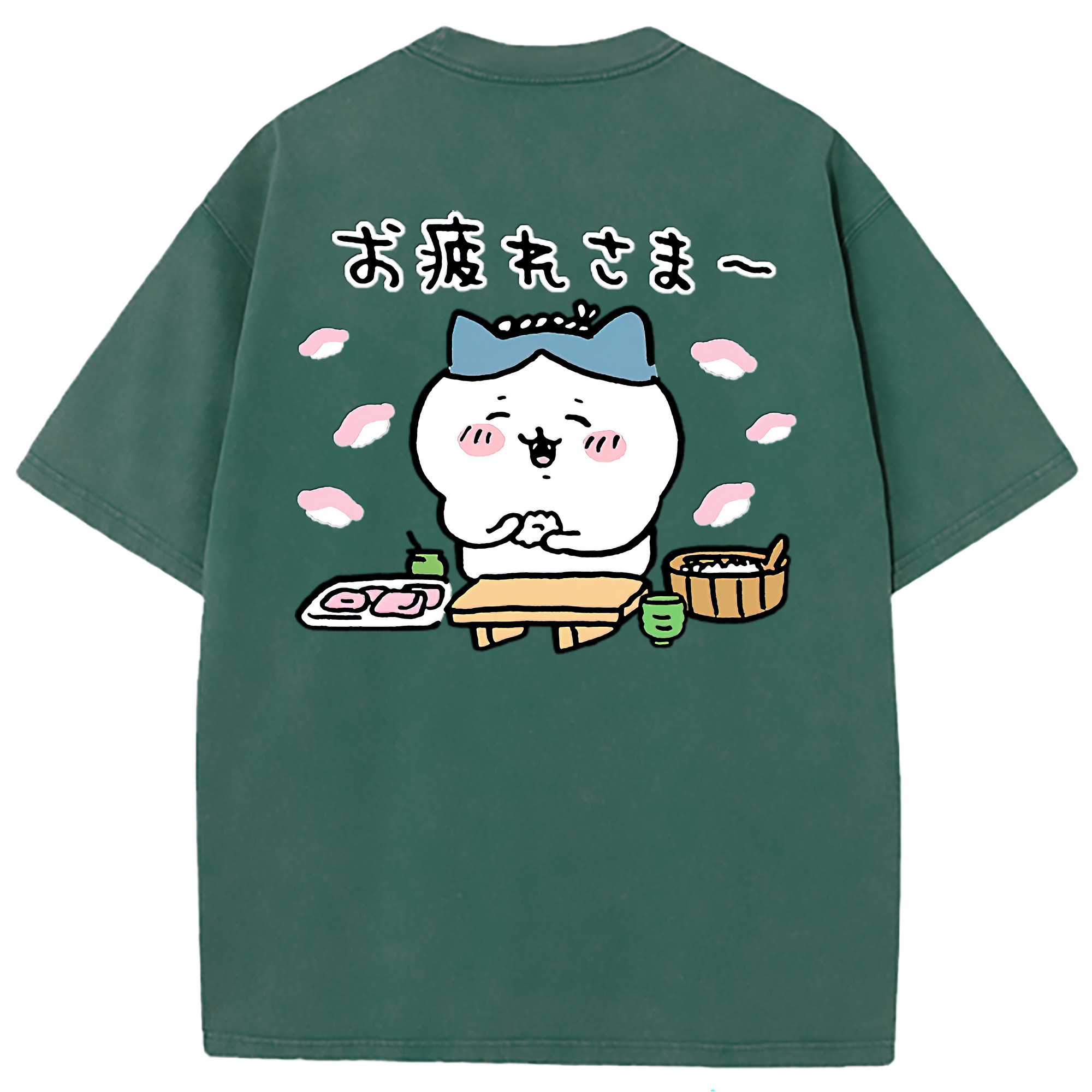 （画像用） ちいかわ ハチワレ Chii-kawa hachiware 綿100% ヴィンテージ風 半袖Tシャツ（背面プリント）